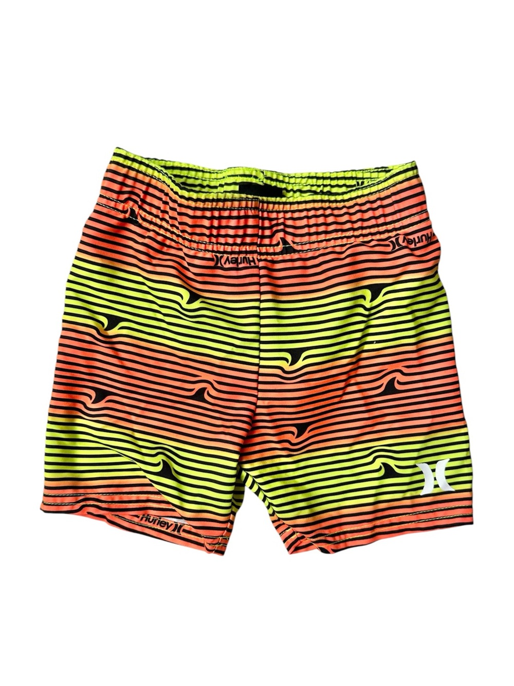 Hurley Toddler Boys Orange green lined UPF 50+ swim trunks